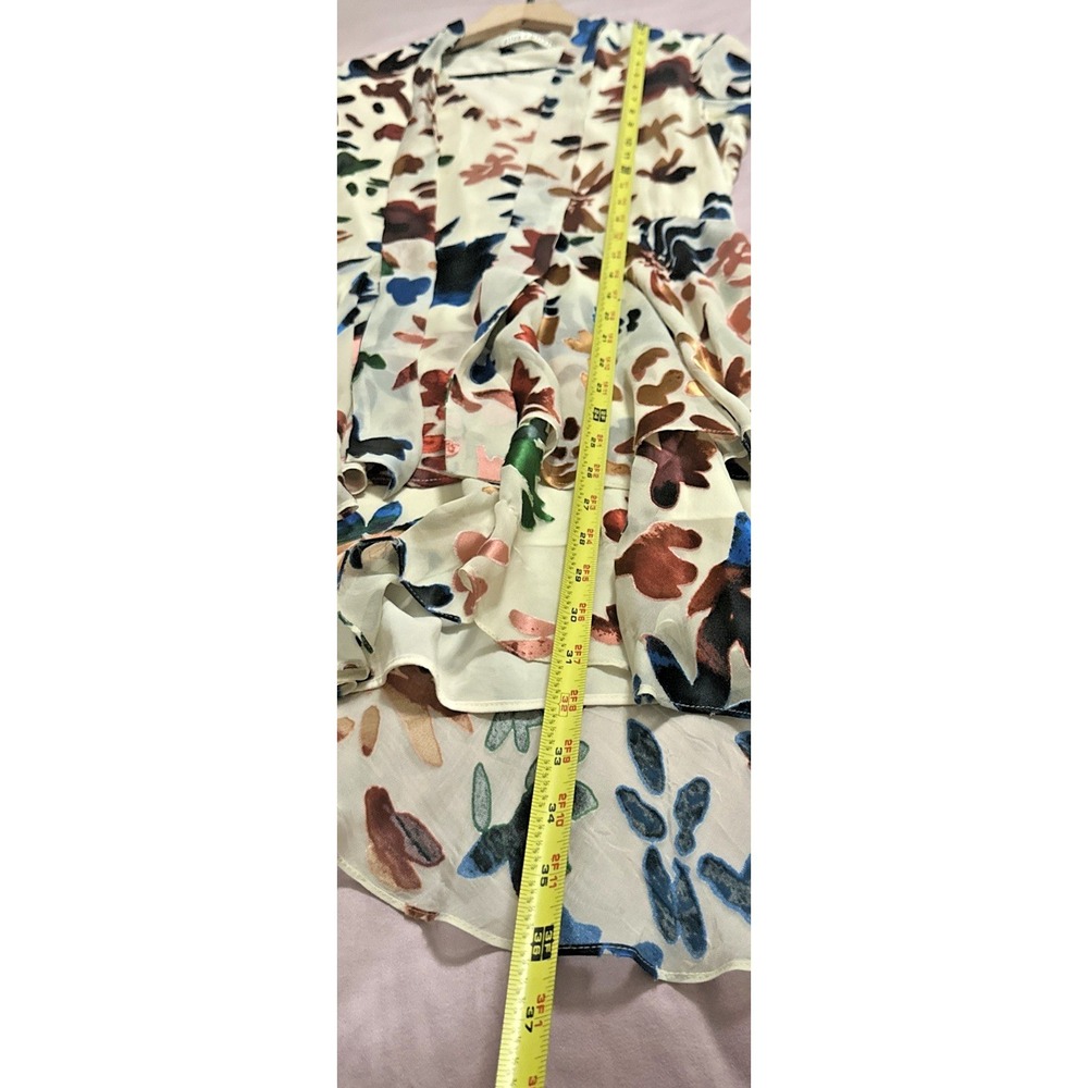 Alice + Olivia Size Small Moran Prisma Velvet Floral Burnout Dress Silk Ruffle - Picture 10 of 12